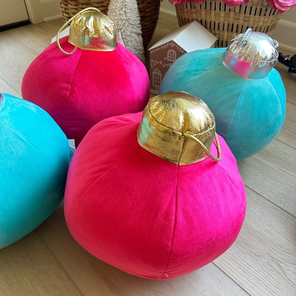 jingle & joy Holiday Jingle Joy Ornament Pillow Throw Plush Pink